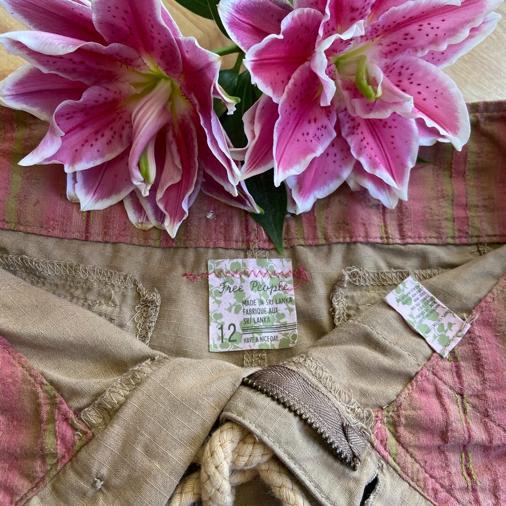 FREE PEOPLE Rope Belt Cotton Cargo Tan Shorts 12